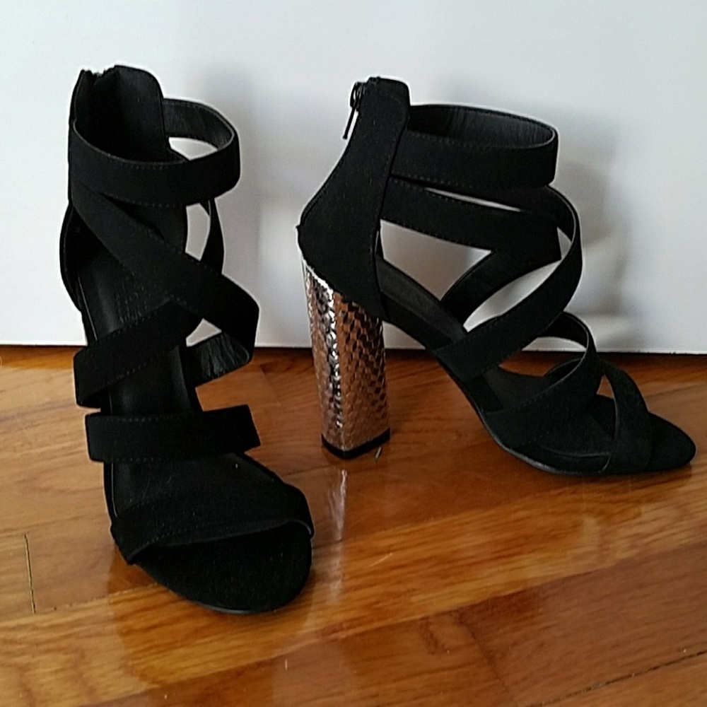 Black strappy heels